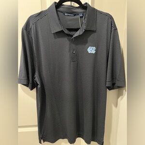 Cutter & Buck Navy and White Striped North Carolina Tarheels Polo